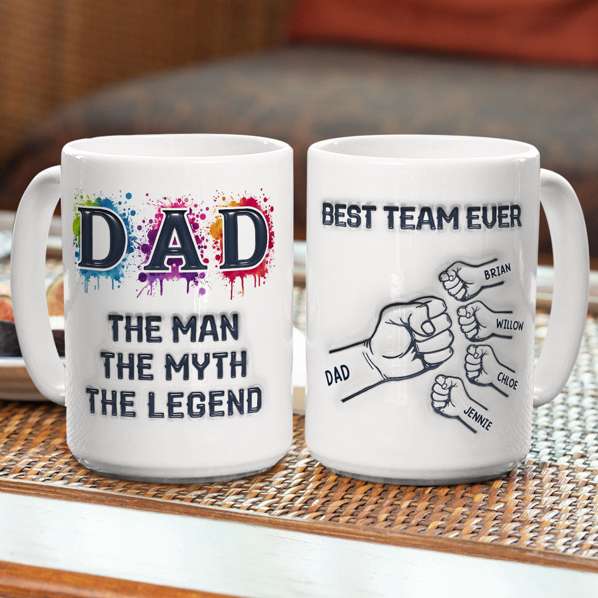 Custom Father's Day, Special Gift for Dad & Grandpa • Papa We Love You - Personalized 3D Inflated Effect Mug