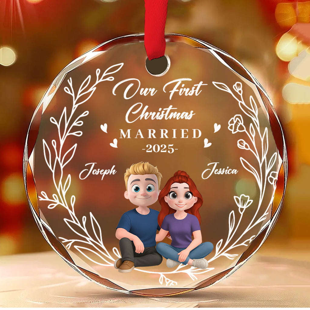 Custom Keepsake Christmas Ornament •  Our First Year As One - Personalized Glass Ornament