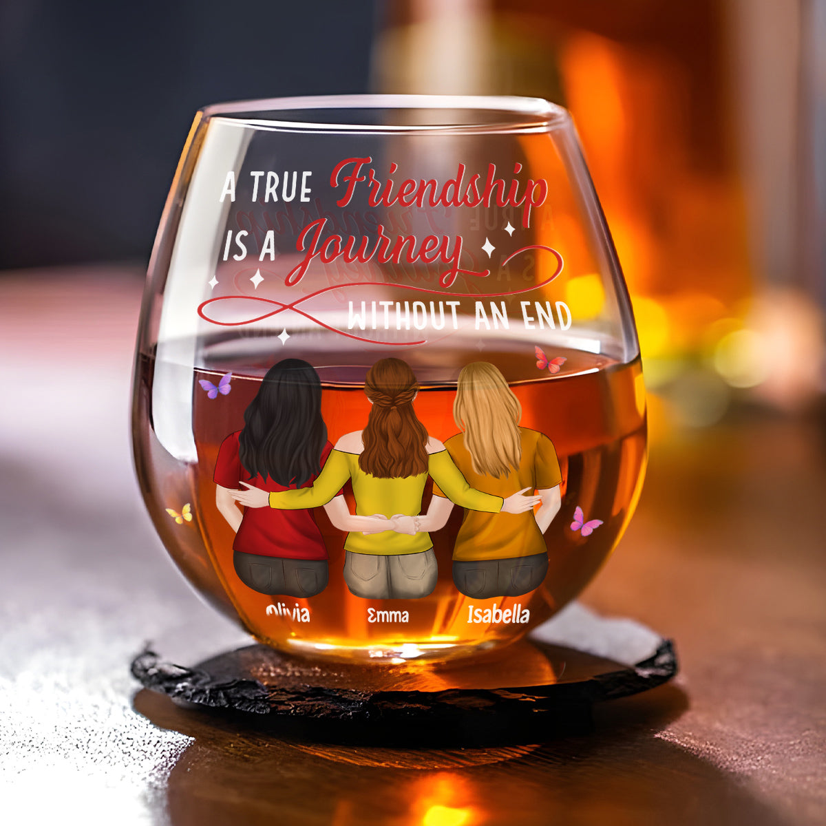 Side By Side Always - Personalized Wine Glass