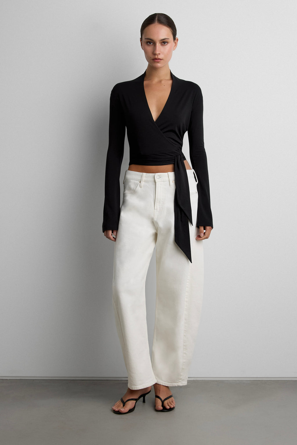 COTTON MODAL CROPPED WRAP TOP