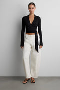 COTTON MODAL CROPPED WRAP TOP