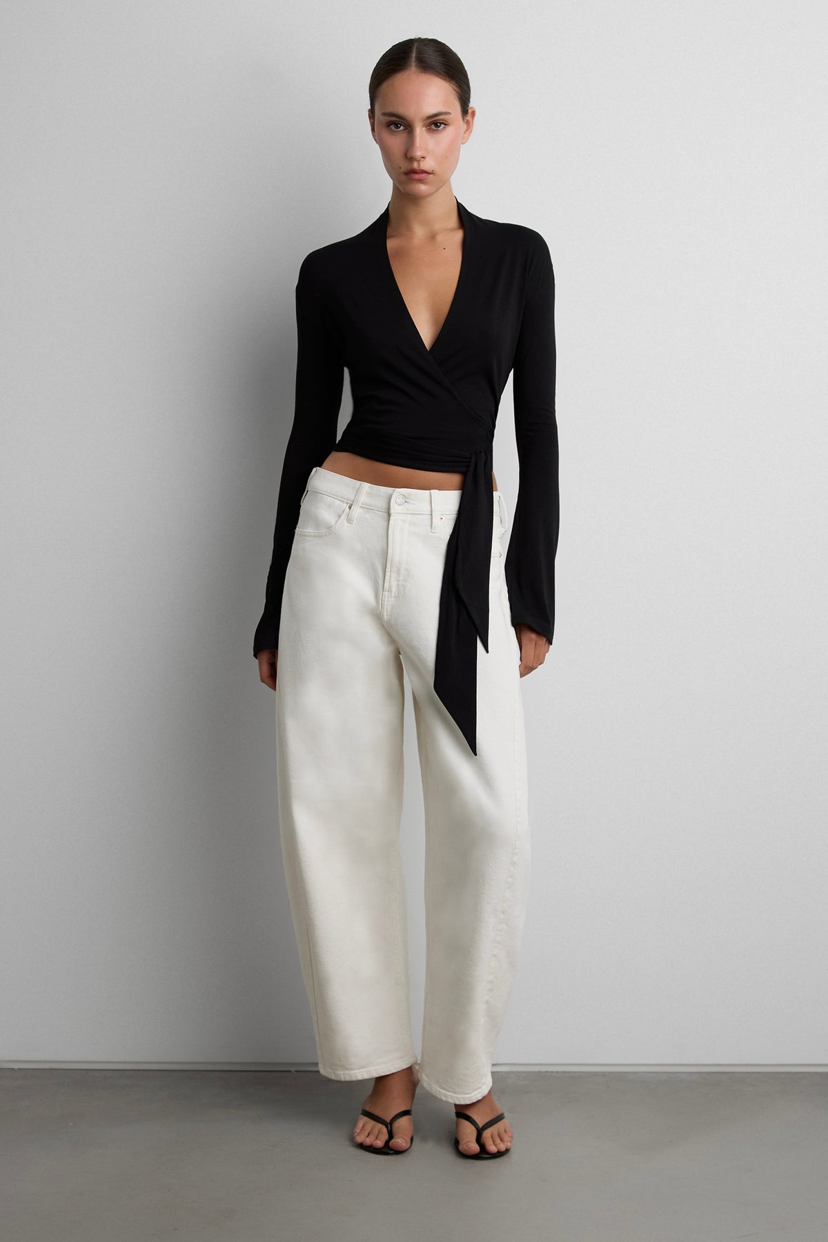 COTTON MODAL CROPPED WRAP TOP
