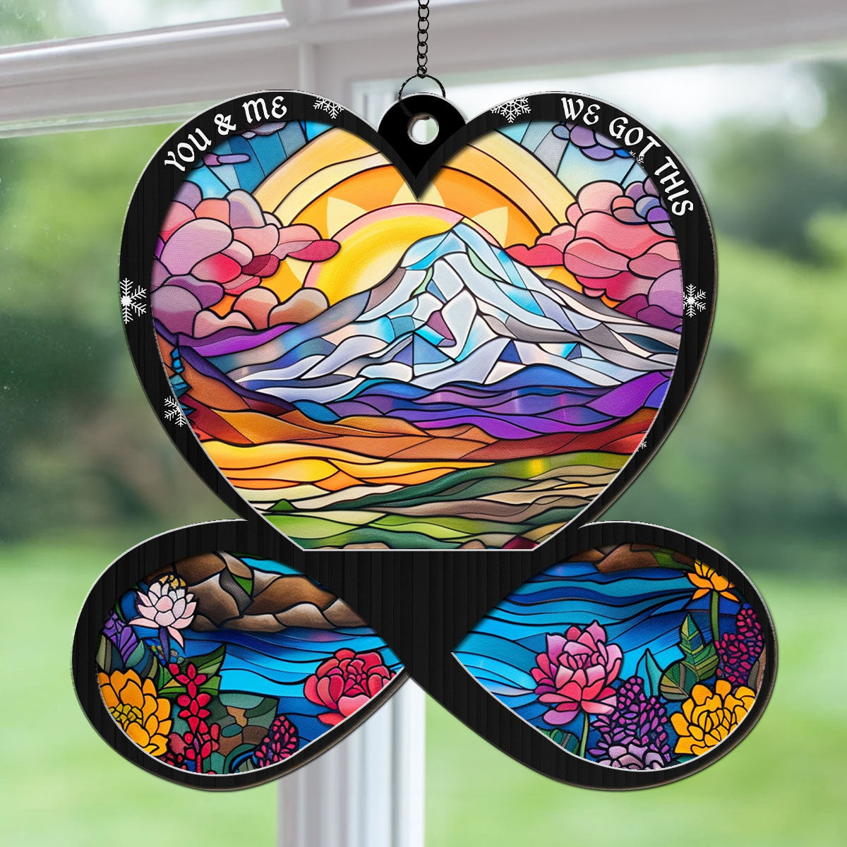 Custom Christmas Couple Hanging Decor, Anniversary Wedding Gifts • We Got This - Personalized Suncatcher