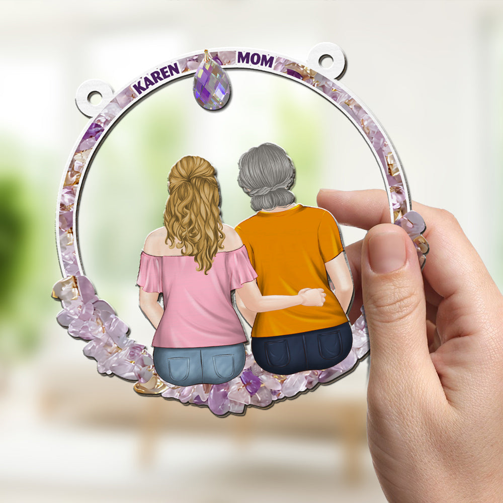 Custom Hanging Decor for Mom Daughter, Mother's Day Birthday Gifts • Forever Love - Personalized Suncatcher