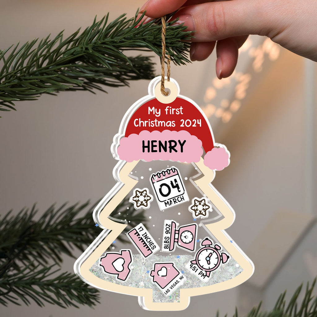 Custom Baby First Christmas Ornament for New Parents •  Baby 1st Christmas - Personalized Acrylic Shaker Ornament