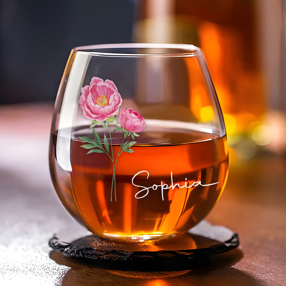 Friends Are Flowers That Never Fade - Personalized Wine Glass