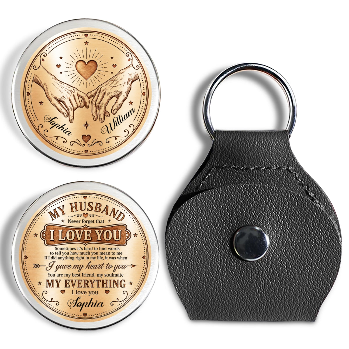 Custom Coin Keychain for Husband, Couple Anniversary Valentine's Day Gifts • My Lover - Personalized Pocket Hug