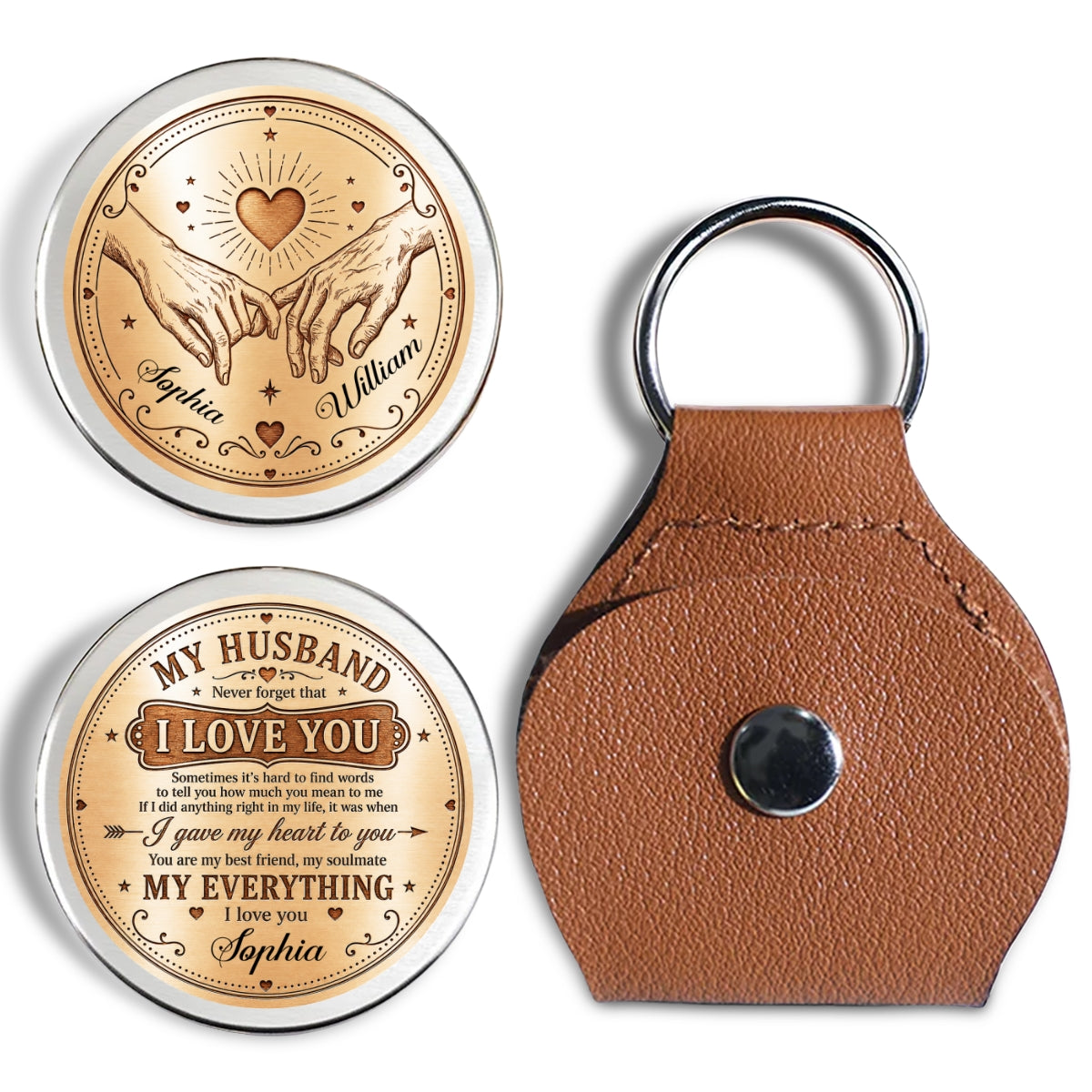 Custom Coin Keychain for Husband, Couple Anniversary Valentine's Day Gifts • My Lover - Personalized Pocket Hug