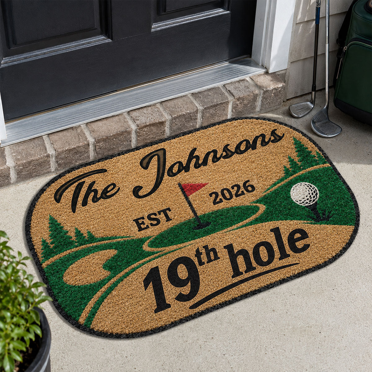 19Th Hole Welcome - Personalized Doormat