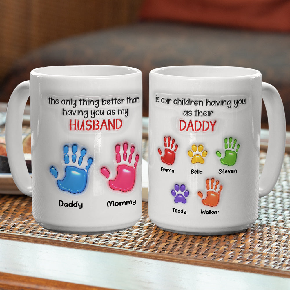 Custom Anniversary Keepsake Gifts For Couple • Watching You Be A Dad Husband - Personalized 3D Inflated Effect Mug