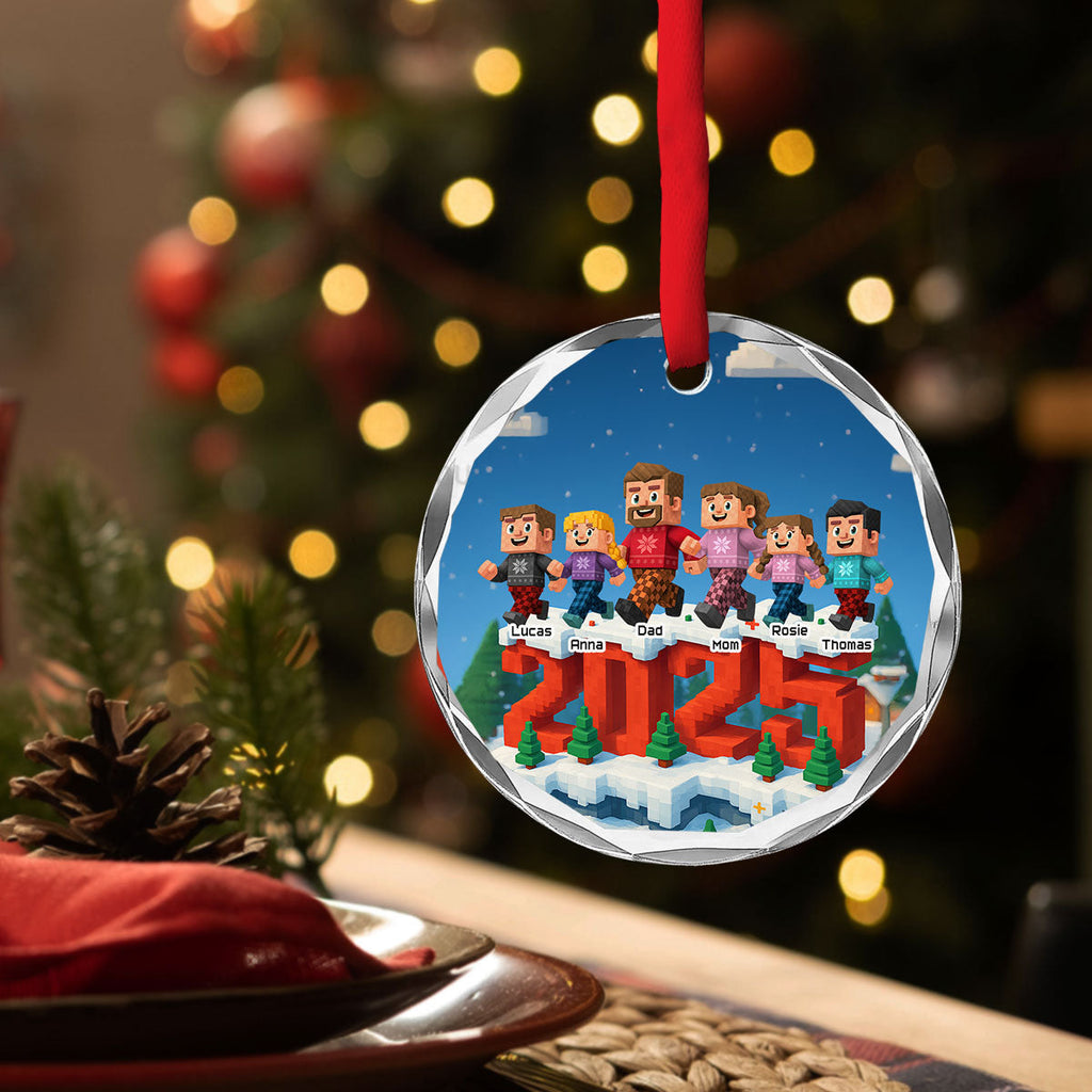 Custom Family Ornament, Christmas Gift for Family Members •  Us In This Year - Personalized 3D Effect Glass Ornament