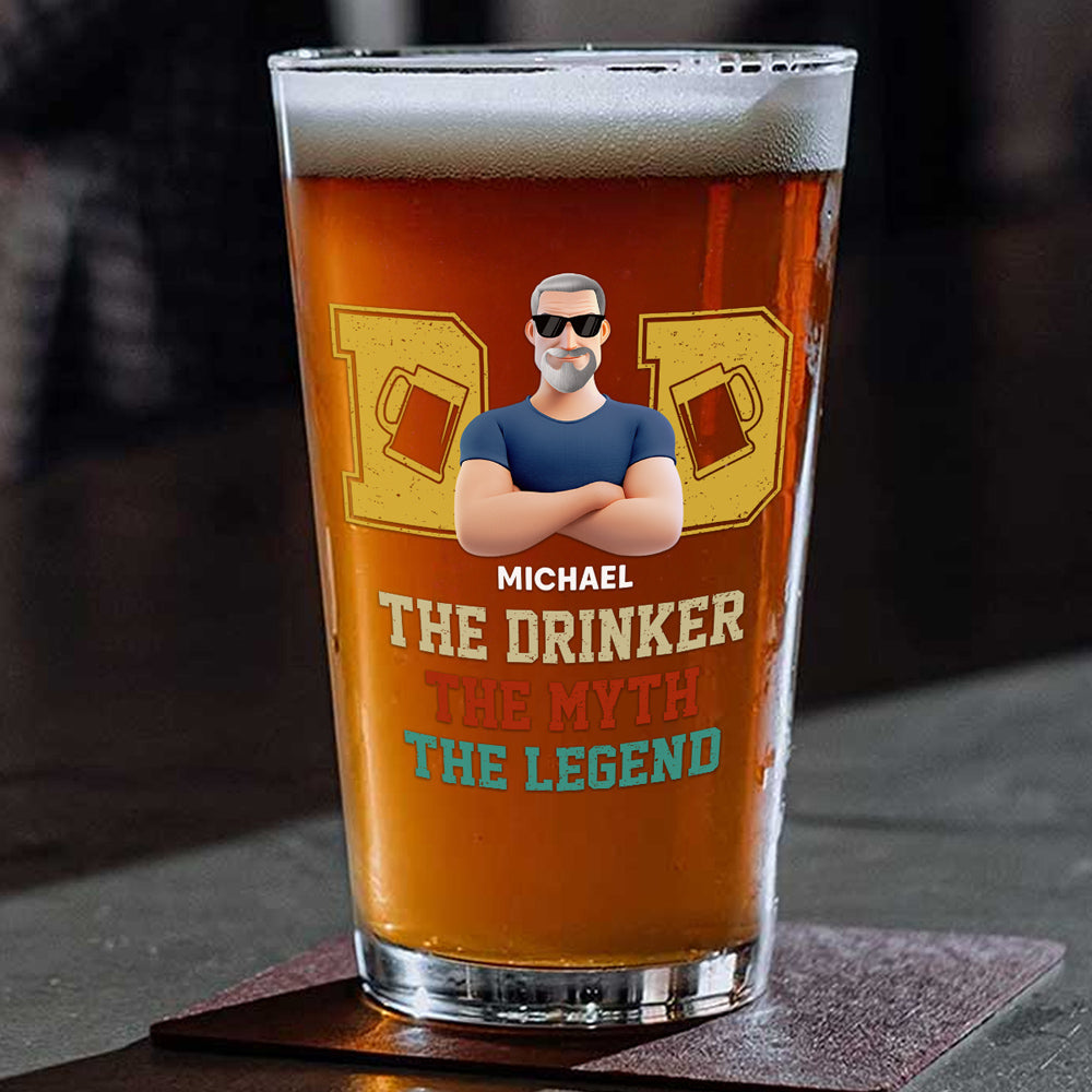 The Drinker The Myth The Legend - Personalized Beer Glass