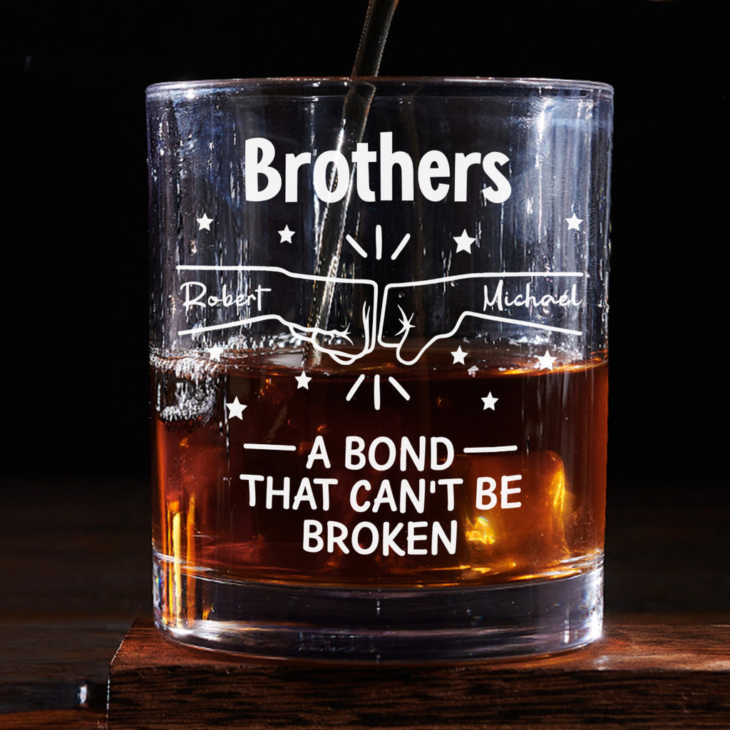 Custom Christmas Birthday Drinkware Gifts for Brother • A Bond Between Brothers - Personalized Whiskey Glass