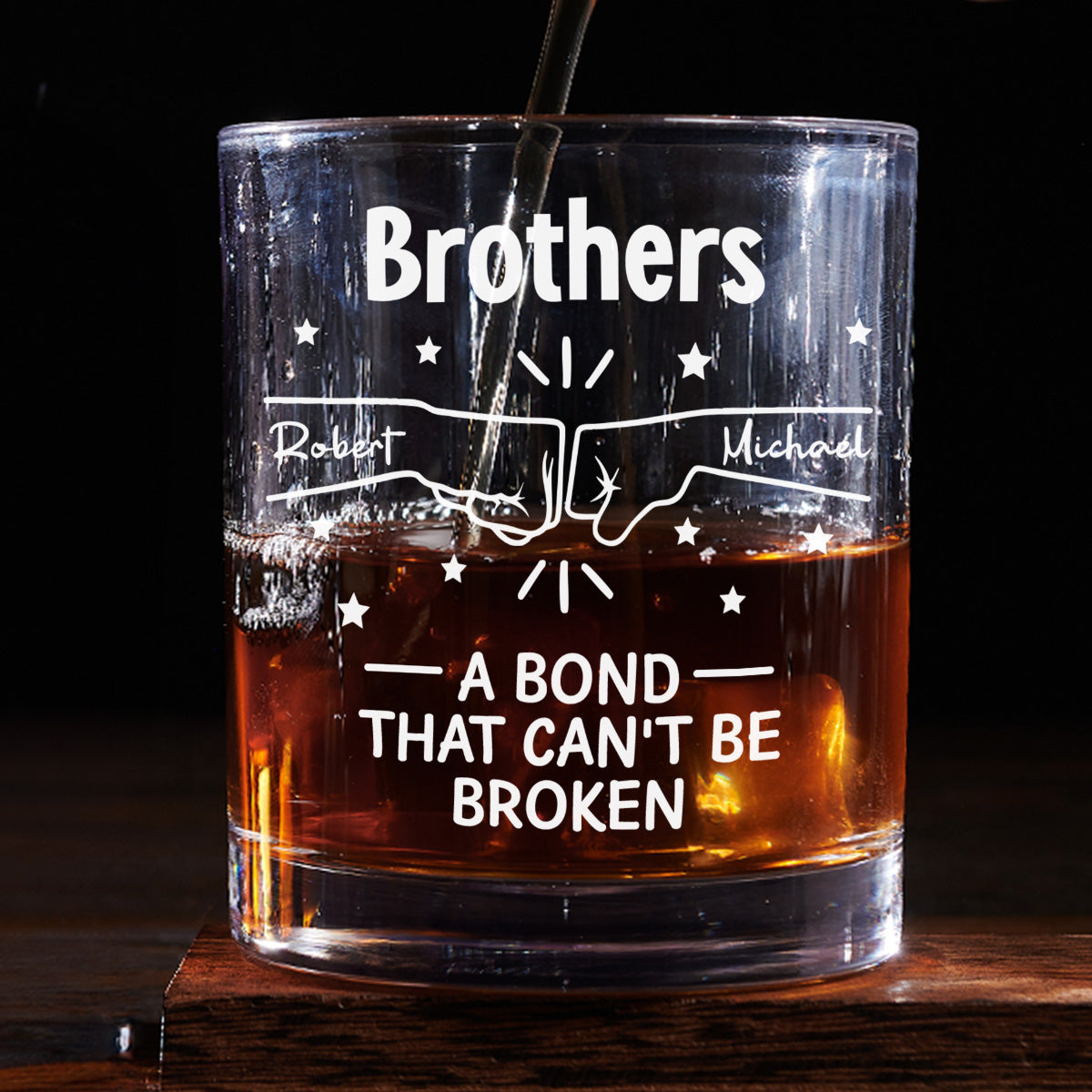 Custom Christmas Birthday Drinkware Gifts for Brother • A Bond Between Brothers - Personalized Whiskey Glass