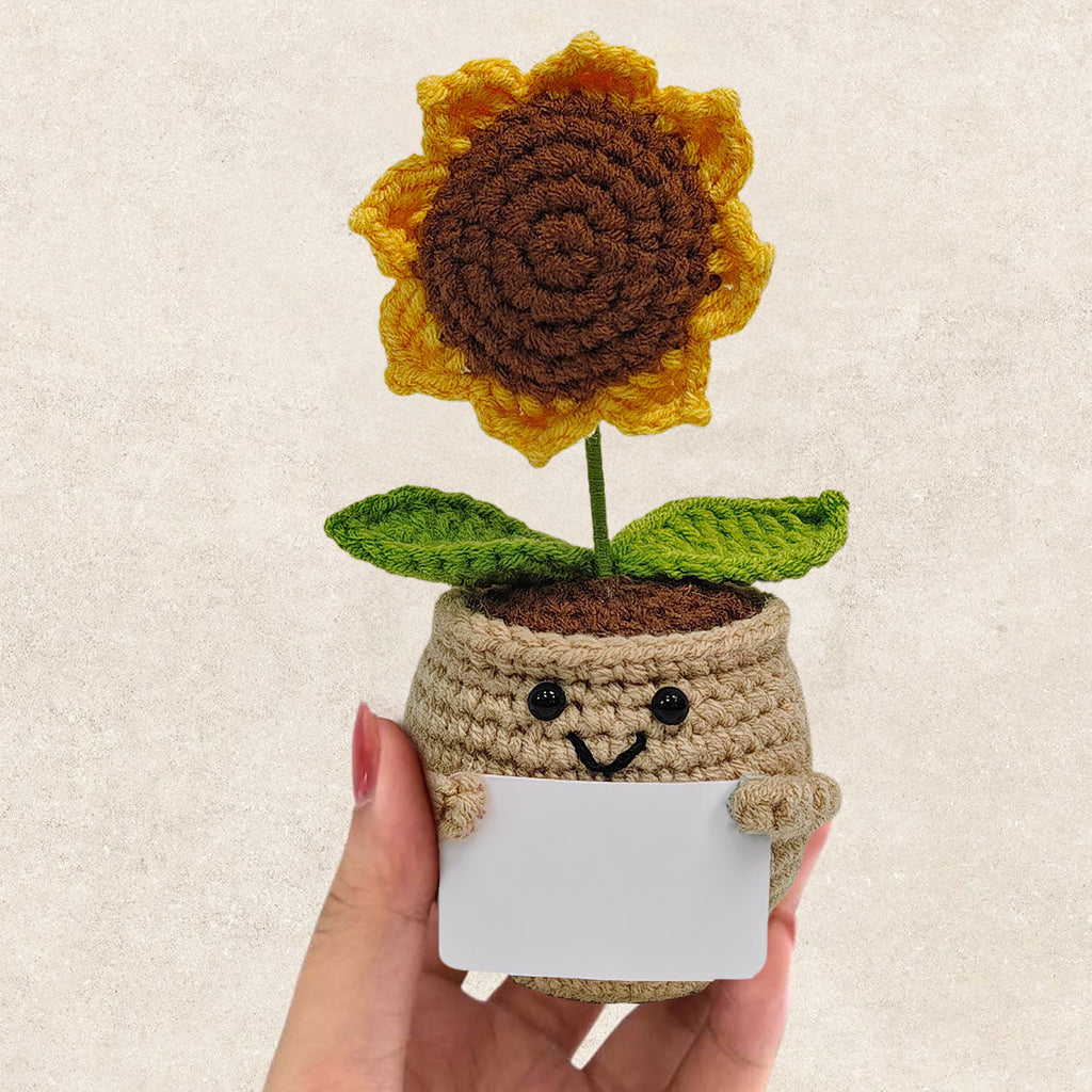 Finding Better Coworkers Than Us - Personalized Sunflower Crocheted Plushie With Message
