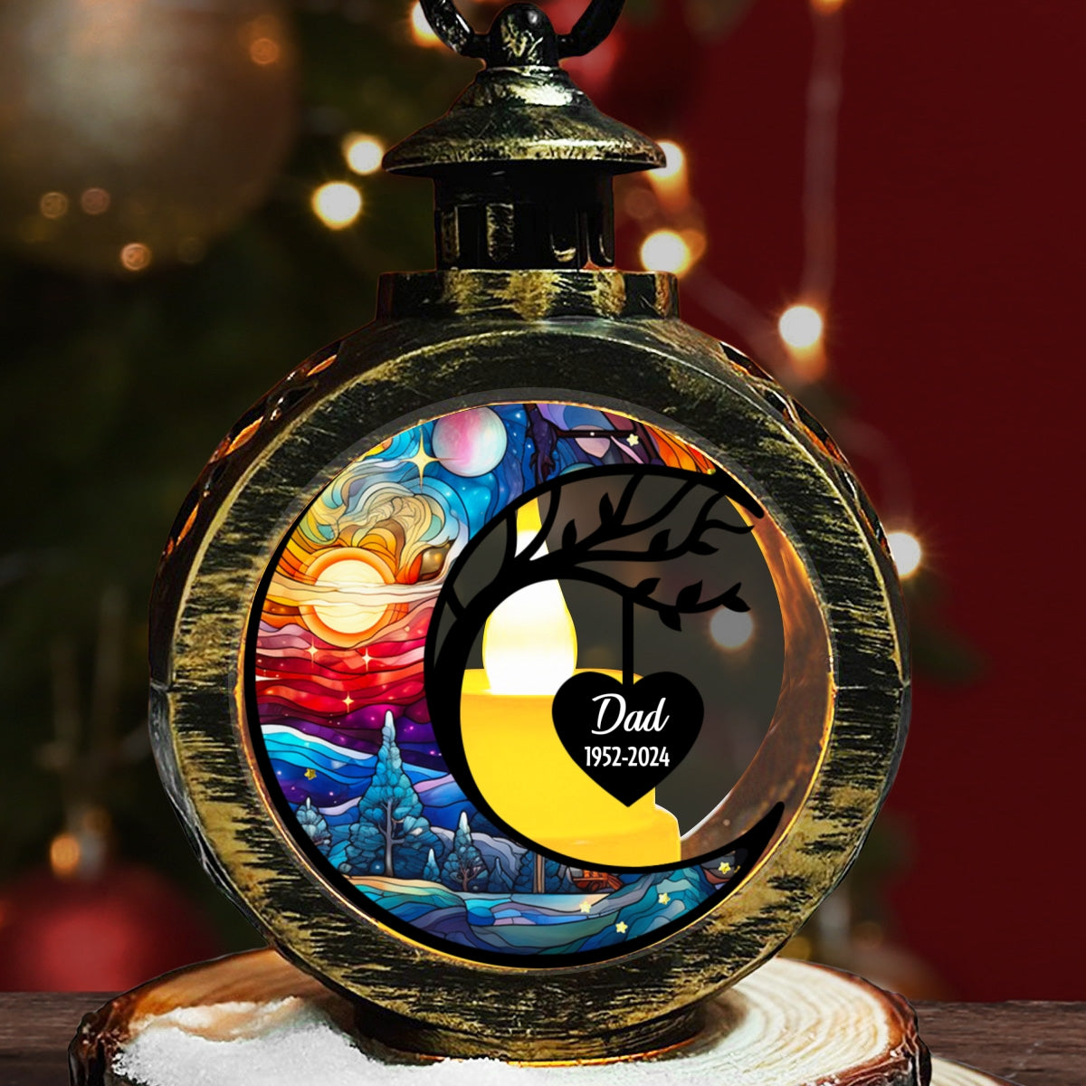Custom Name Memorial Christmas Night Light, Remembrance Gifts • In Heaven - Personalized Christmas Lantern