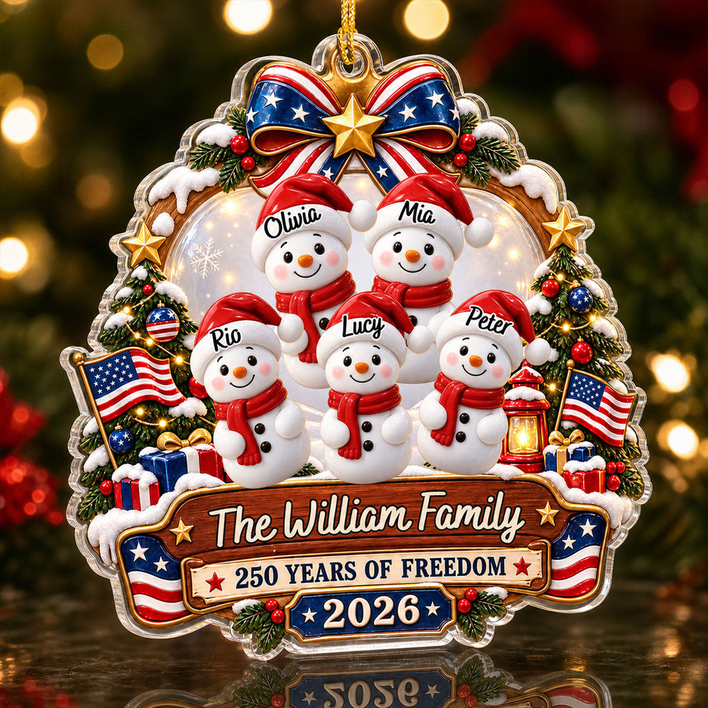 Custom Family Ornament, Christmas Gift for Family Members •  America 250 Years - Personalized 3D Effect Acrylic Ornament