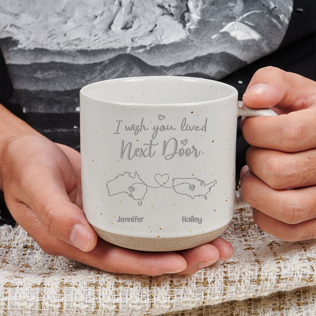 Custom Best Friend, Christmas & Birthday Friendship Keepsake Gift • I Wish We Lived Close International - Personalized Engraved Pottery Mug
