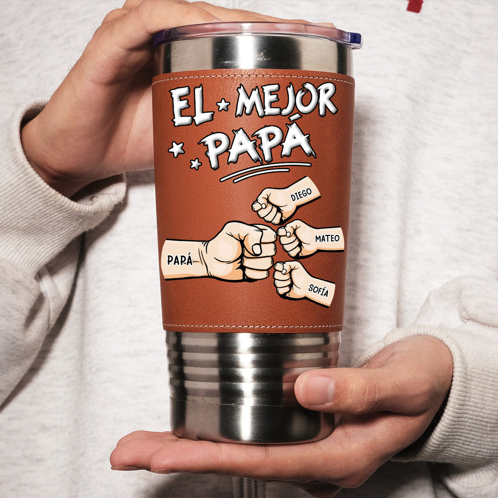 Custom Father's Day Birthday Gifts For Dad • Mejor Papá - Vaso De Cuero Personalizado