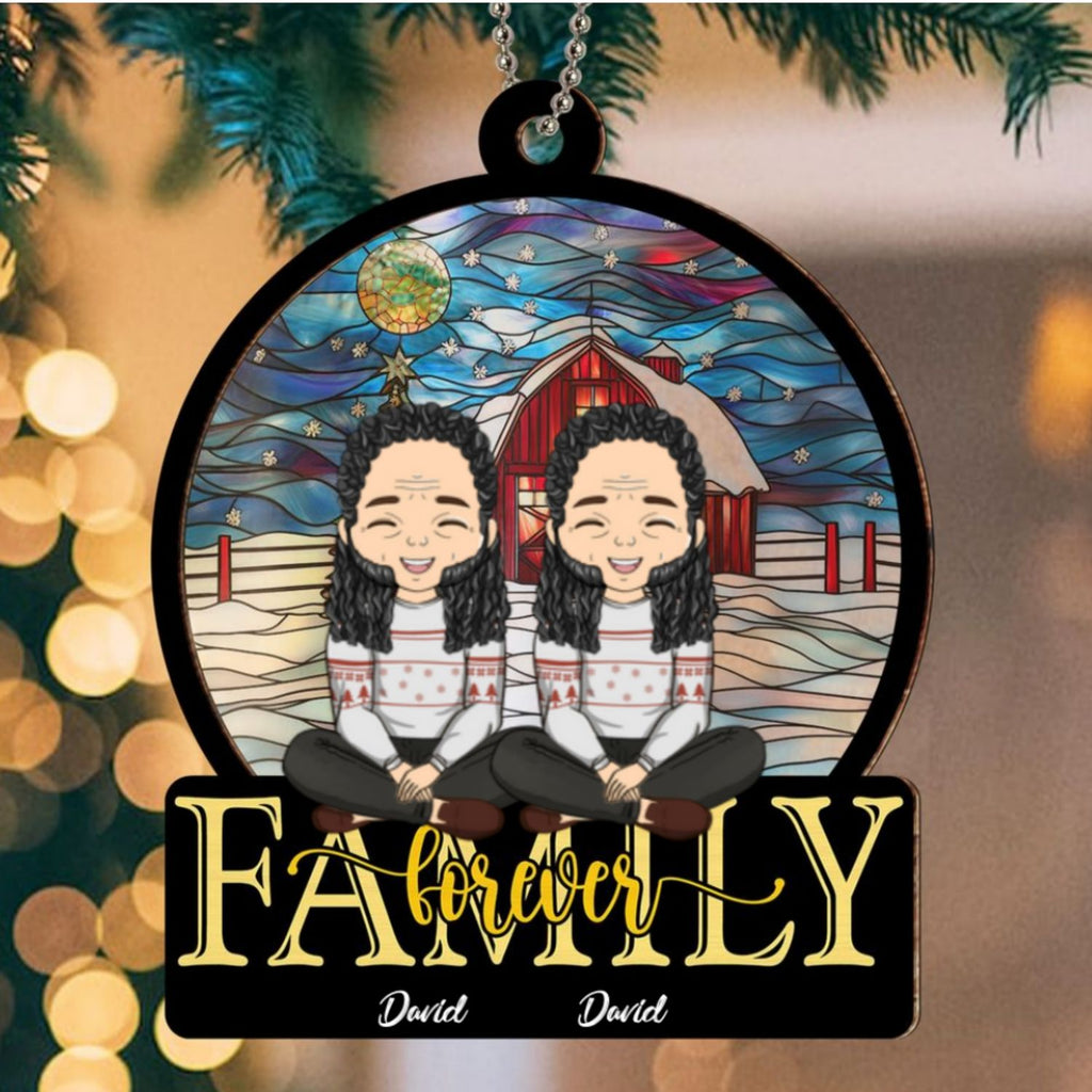 Custom Family Ornament, Christmas Gift for Family Members •  Family Forever - Personalized Suncatcher Ornament