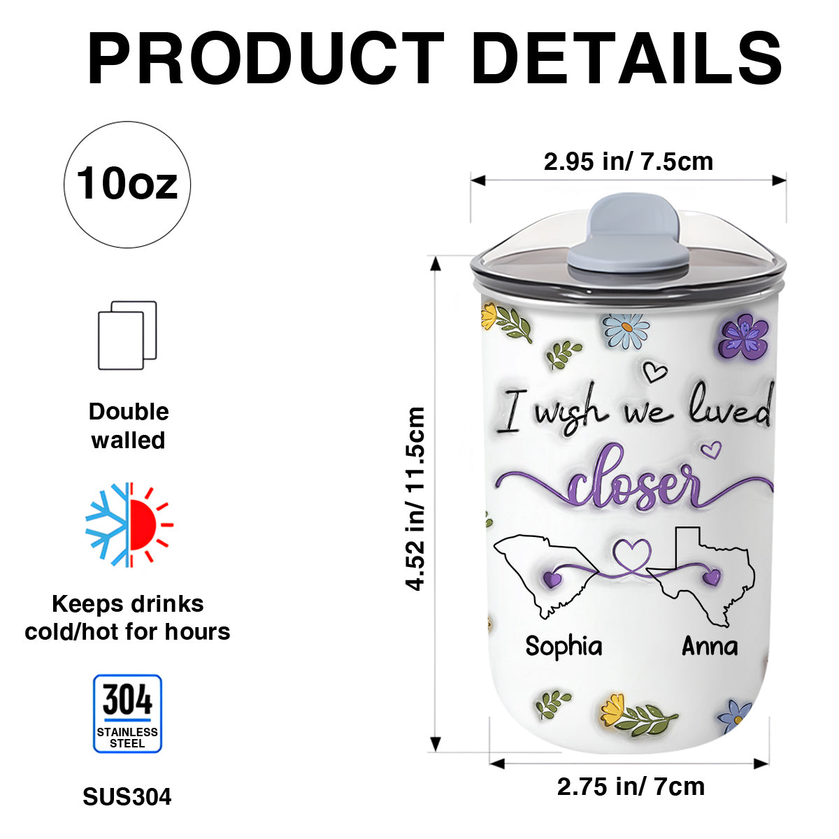 Custom Christmas Birthday Gifts For Best Friend • I Wish We Lived Closer - Personalized 10oz Tumbler