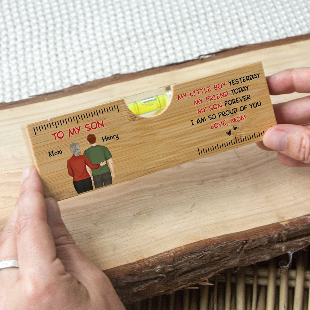 To My Son Forever - Personalized Wooden Spirit Level Bottle Opener