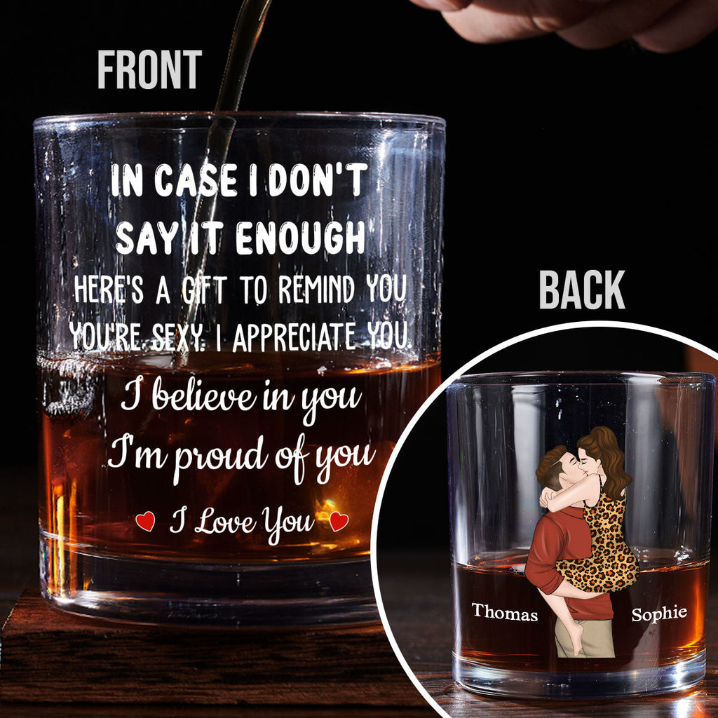 Custom Christmas Anniversary Birthday Drinkware Gifts for Couple • I Love You - Personalized Whiskey Glass