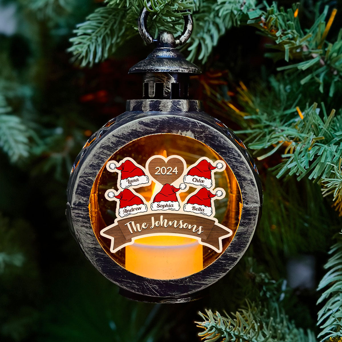 Custom Name Family Christmas Gifts, Holiday Decor • Our Christmas - Personalized Christmas Lantern