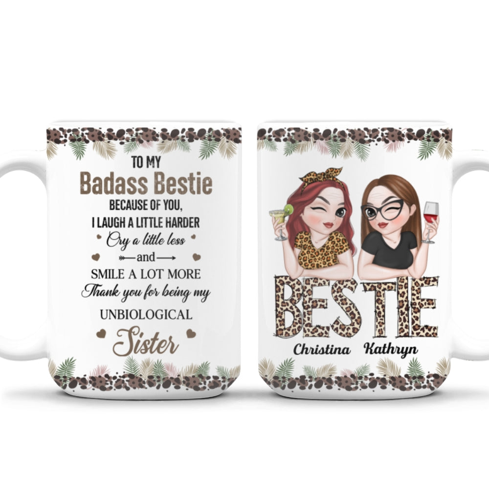 Custom Best Friend, Christmas & Birthday Friendship Keepsake Gift • Badass Bestie - Personalized Coffee Mug