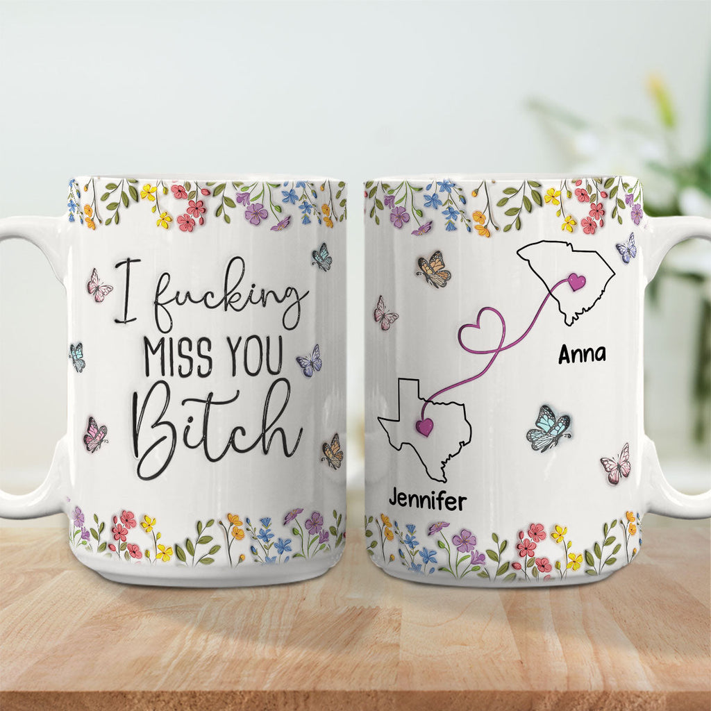 Custom Best Friend, Christmas & Birthday Friendship Keepsake Gift • I Miss You My Bestie - Personalized 3D Inflated Effect Mug