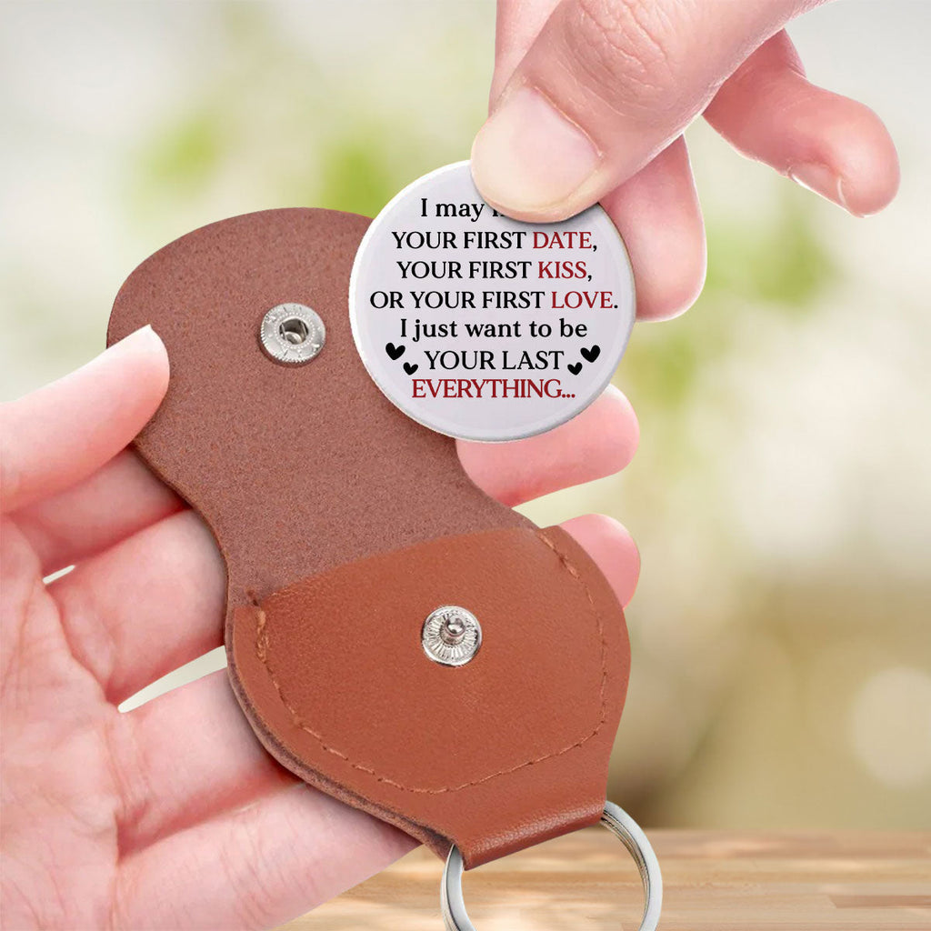 Custom Coin Keychain for Wife, Couple Anniversary Valentine's Day Gifts • Not Your First Kiss - Personalized Pocket Hug
