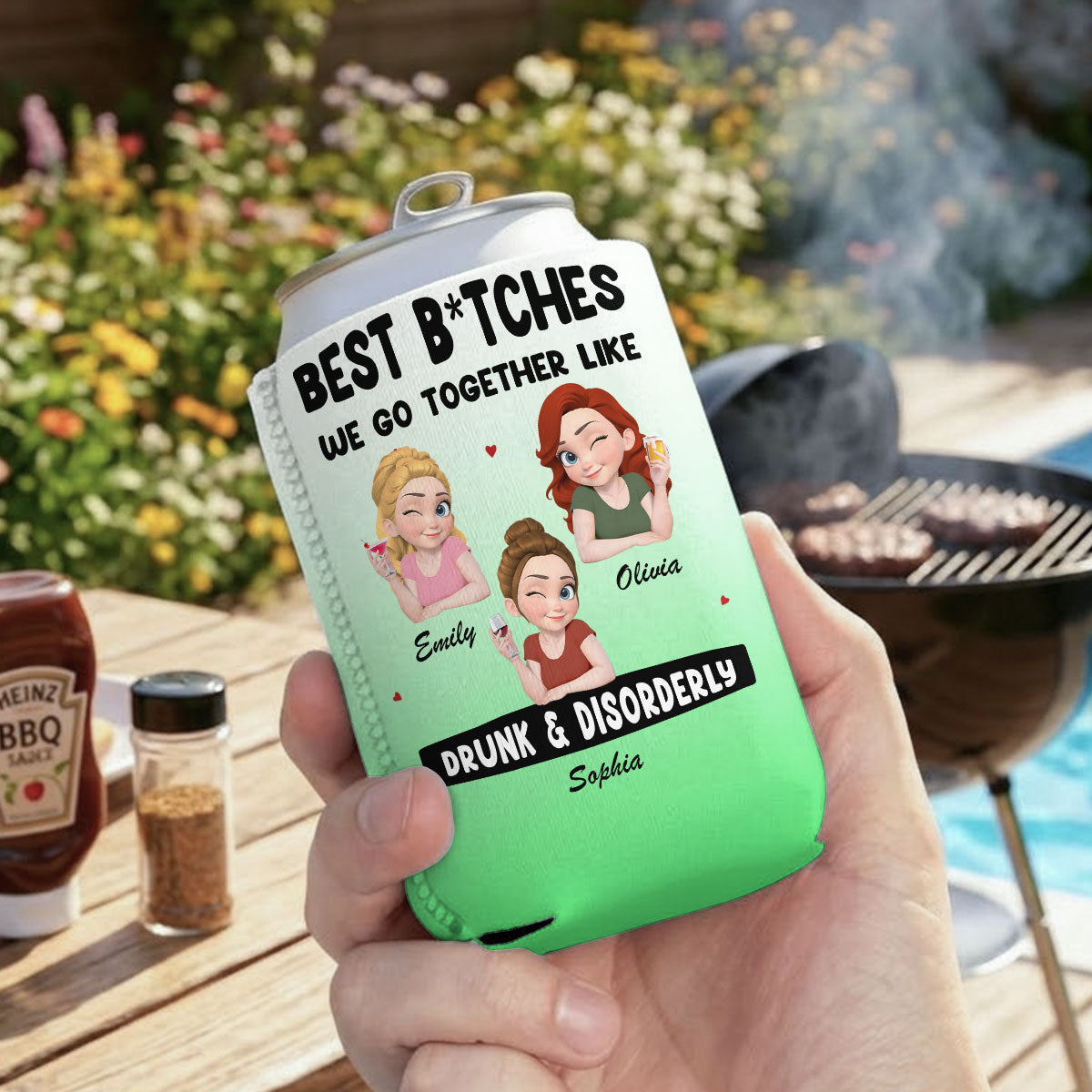 Summer Besties - Personalized Skinny Can Cooler