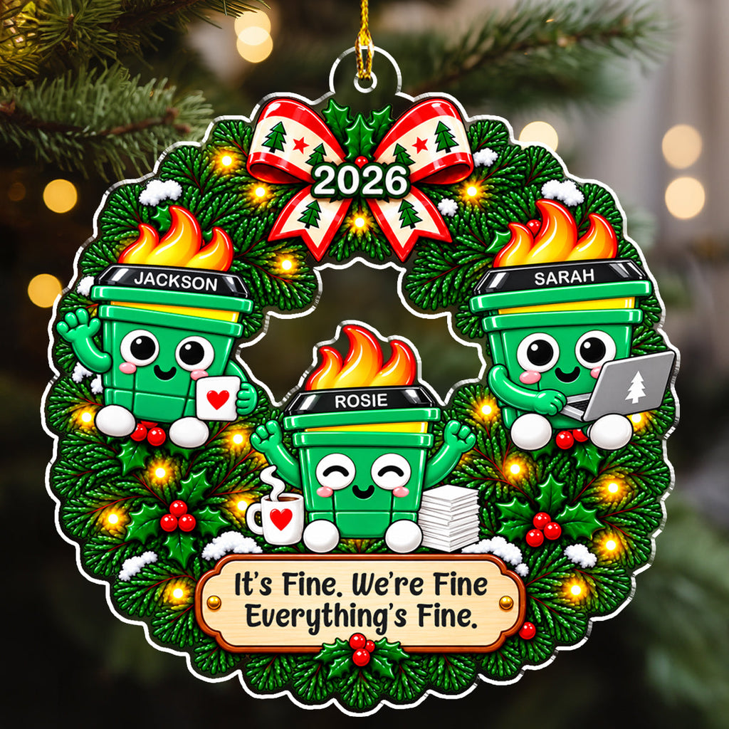 Custom Coworker Christmas Ornament, Team Appreciation Gift •  Somehow This Team Still Works - Personalized 3D Effect Acrylic Ornament