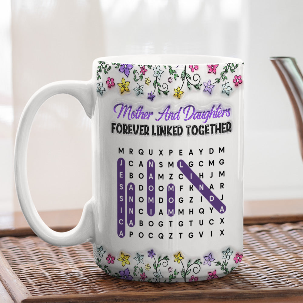 Custom Mother's Day Gift for Daughter • Mother And Daughter Word Search Puzzle - Personalized 3D Inflated Effect Mug