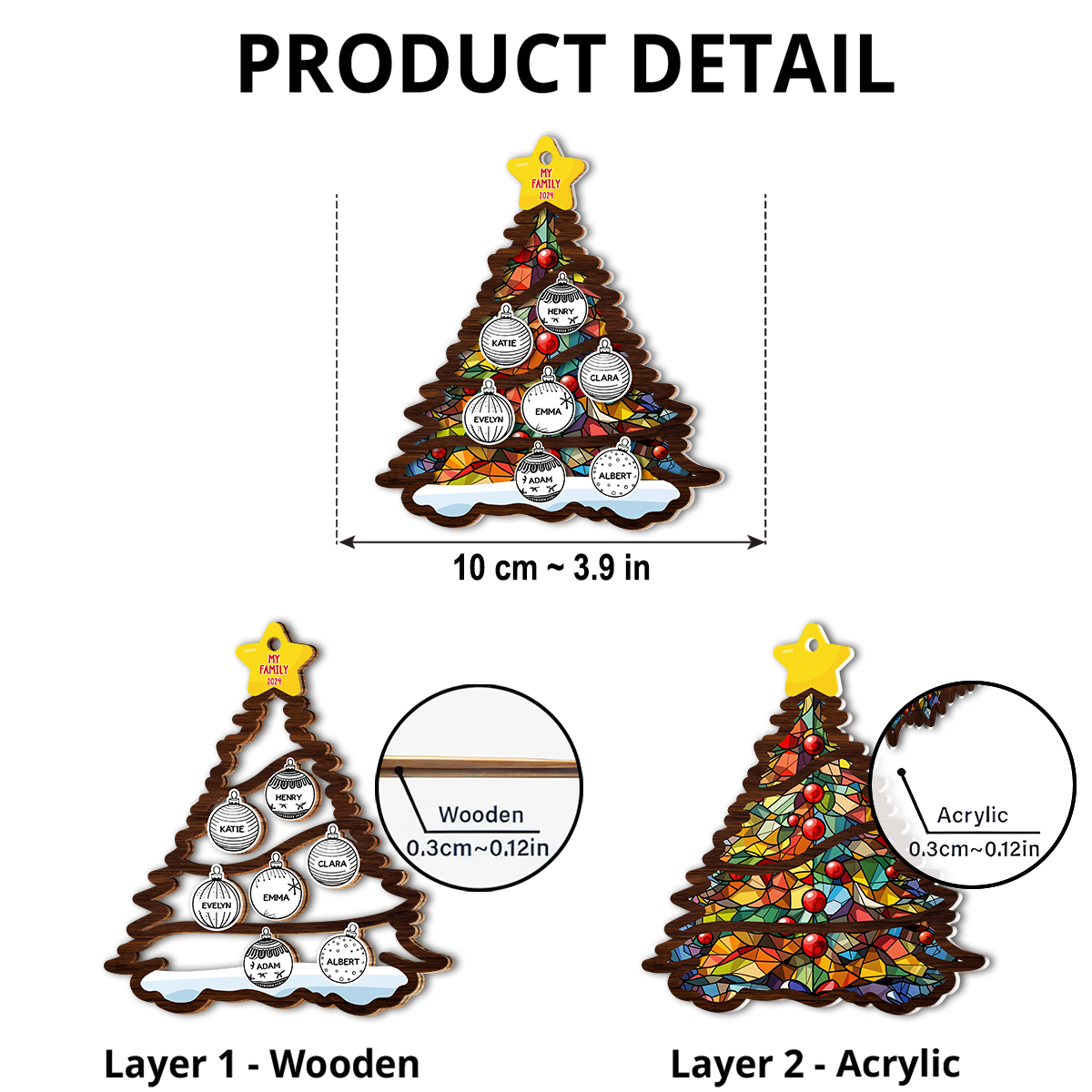 Custom Family Ornament, Christmas Gift for Family Members •  Our Beloved Family - Personalized Suncatcher Ornament