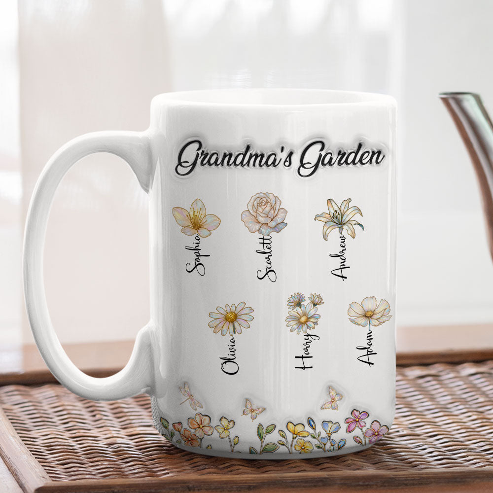 Custom Christmas & Birthday Gift For Grandma • Lovely Grandma Garden - Personalized 3D Inflated Effect Mug