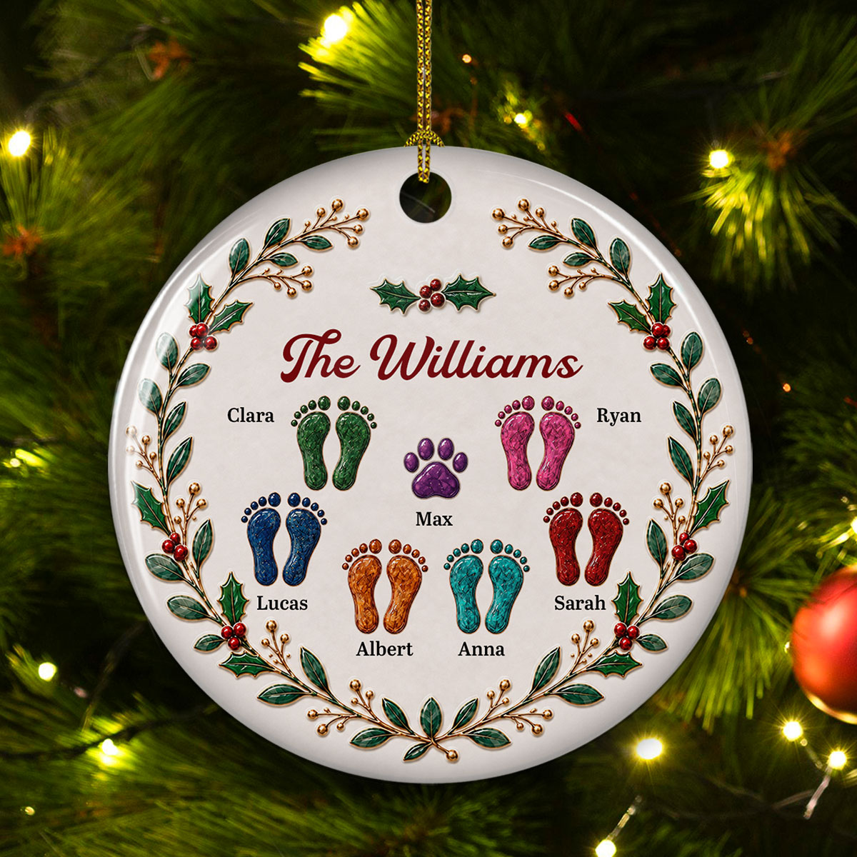Custom Family Ornament, Christmas Gift for Family Members •  Our Christmas 2026 - Personalized 3D Effect Ceramic Ornament