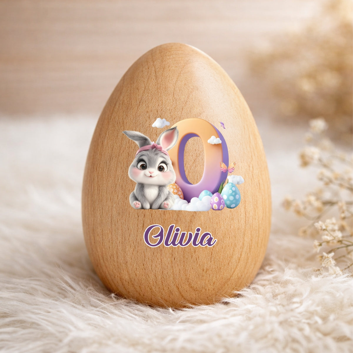 Cute Bunny Easter Eggs - Personalized Wooden Egg Shaker