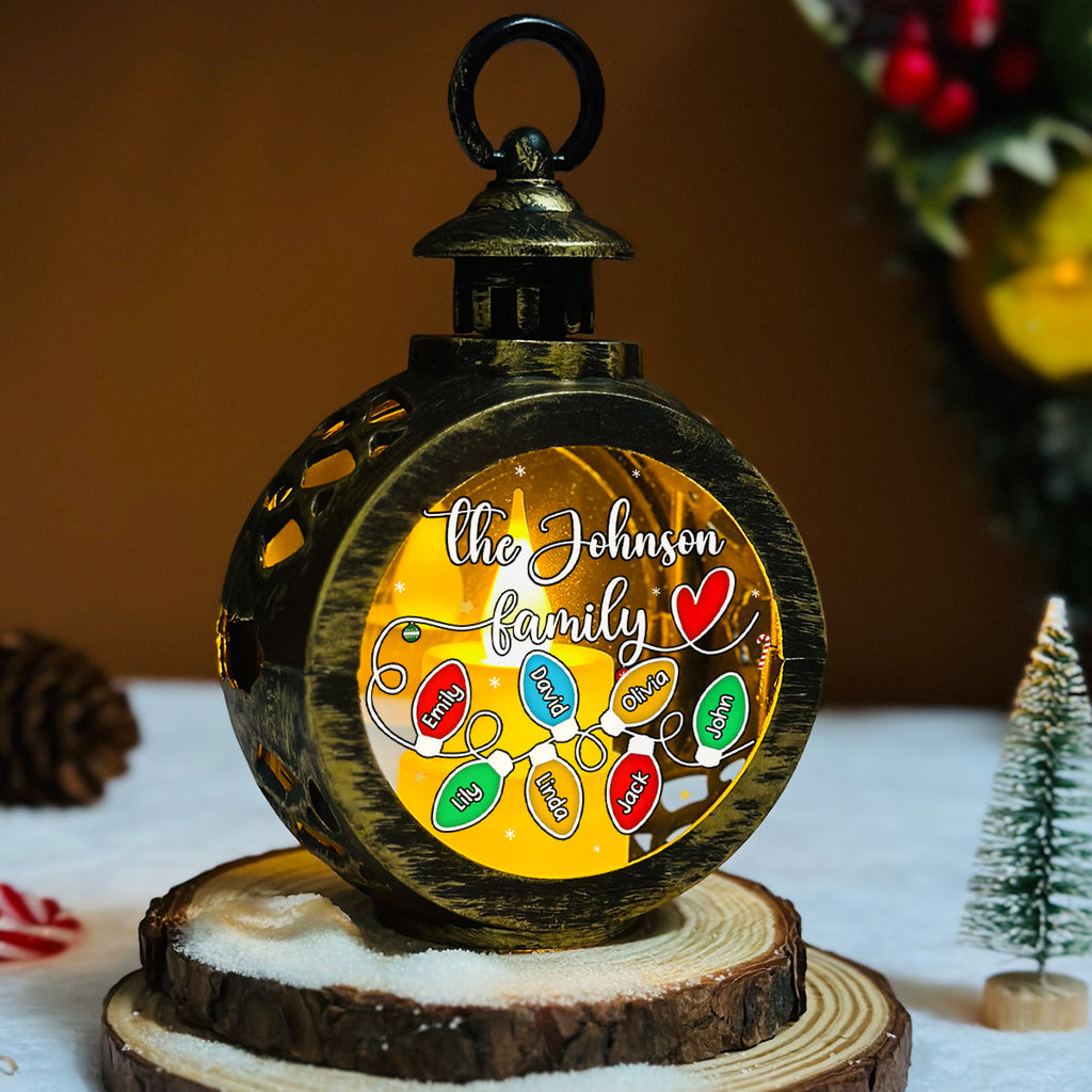 Custom Name Family Christmas Gifts, Holiday Decor • Family Christmas Light - Personalized Christmas Lantern