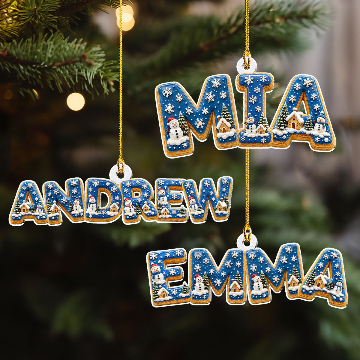 Custom Letter Christmas Ornament & Stocking Tag with Name • Winter Wonderland - Personalized Acrylic Ornament