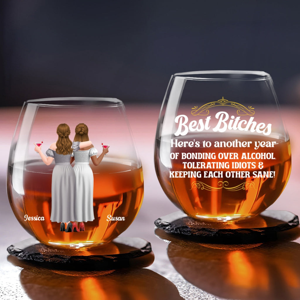 Bonding Over Alcohol - Personalized Wine Glass
