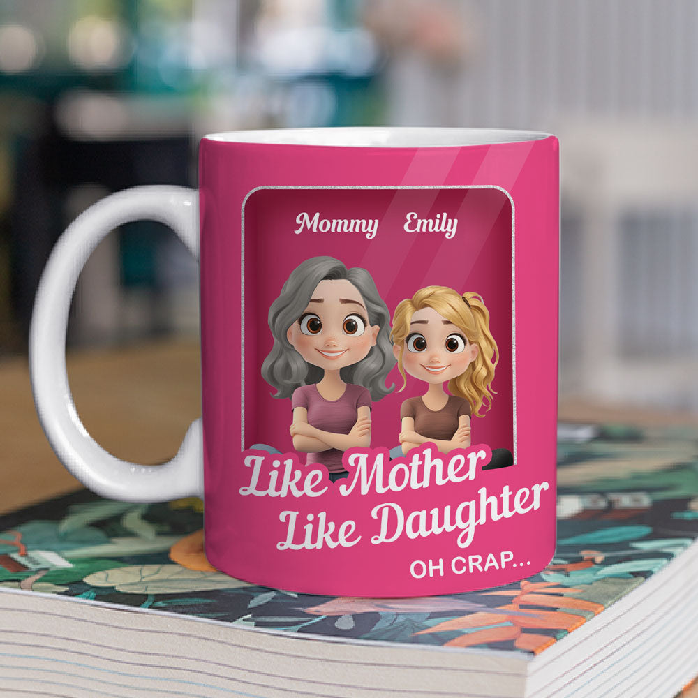 Custom Christmas & Birthday Gift for Daughter • Cute Mom And Daughter Cartoon - Personalized Coffee Mug