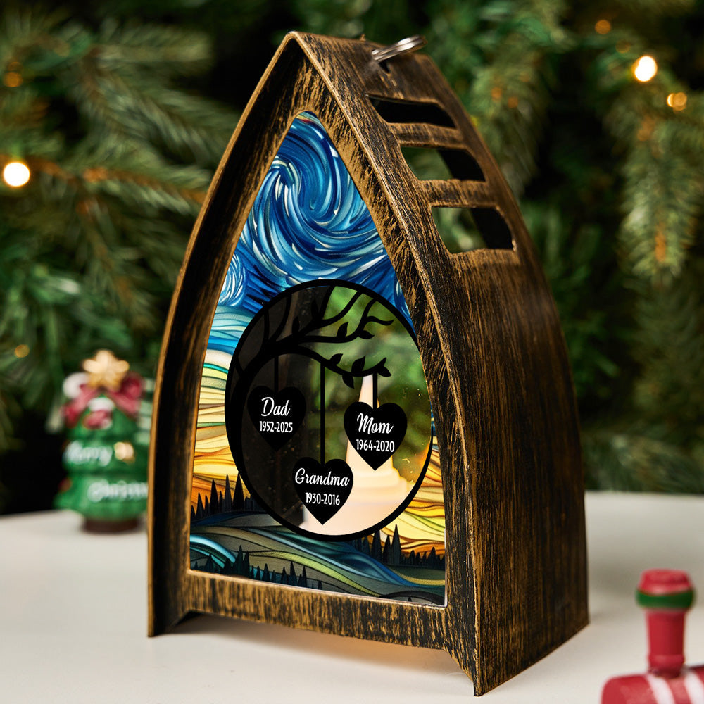 Custom Name Memorial Christmas Table Light, Remembrance Gift • In Heaven - Personalized Table Lantern