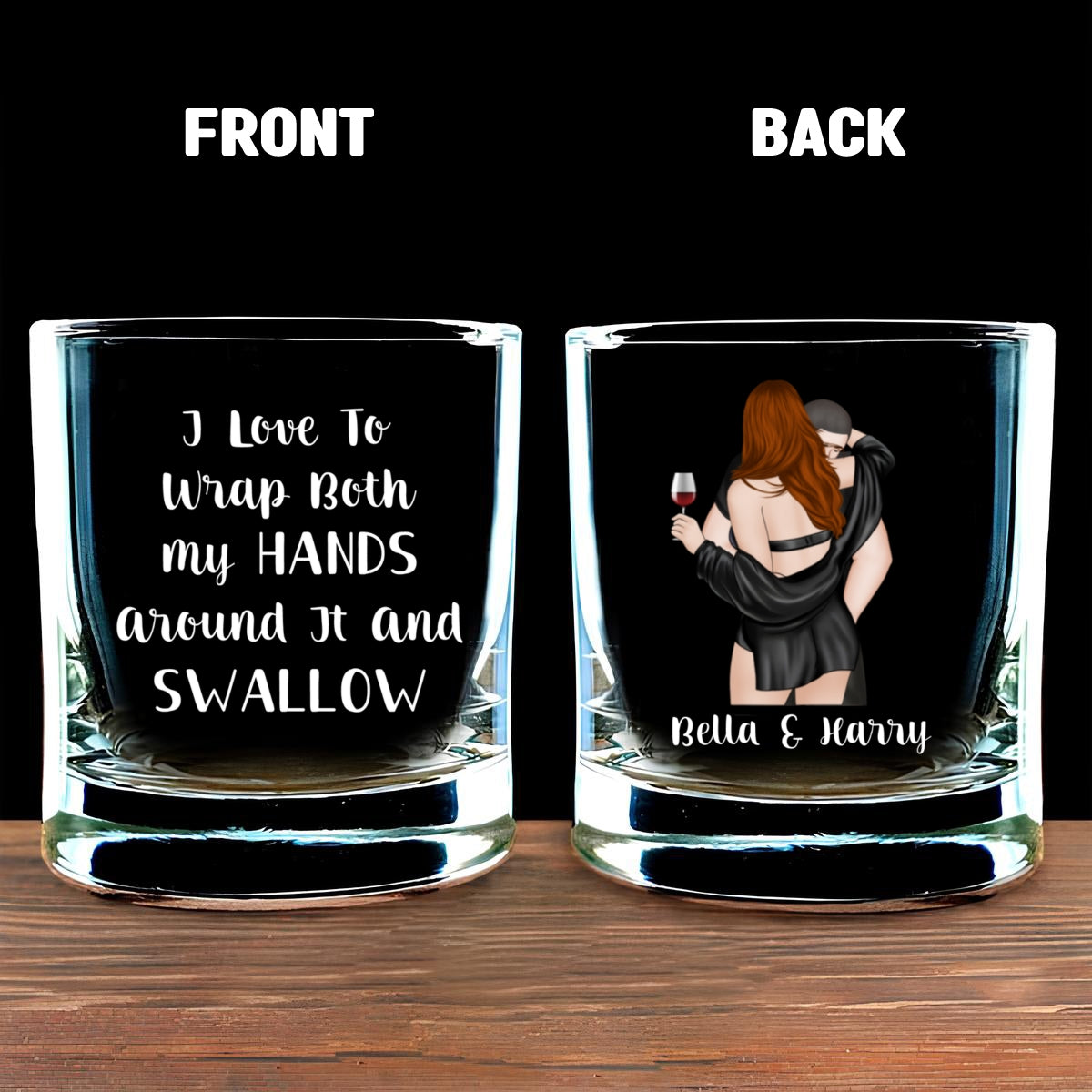 Custom Christmas Anniversary Birthday Drinkware Gifts for Couple • I Love To Wrap Both My Hands - Personalized Whiskey Glass