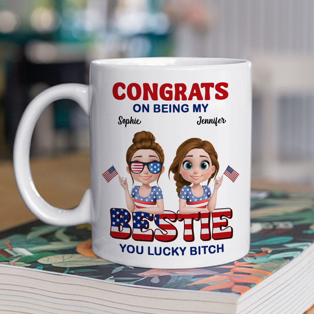 Custom Best Friend, Christmas & Birthday Friendship Keepsake Gift • American Best Friends - Personalized Coffee Mug