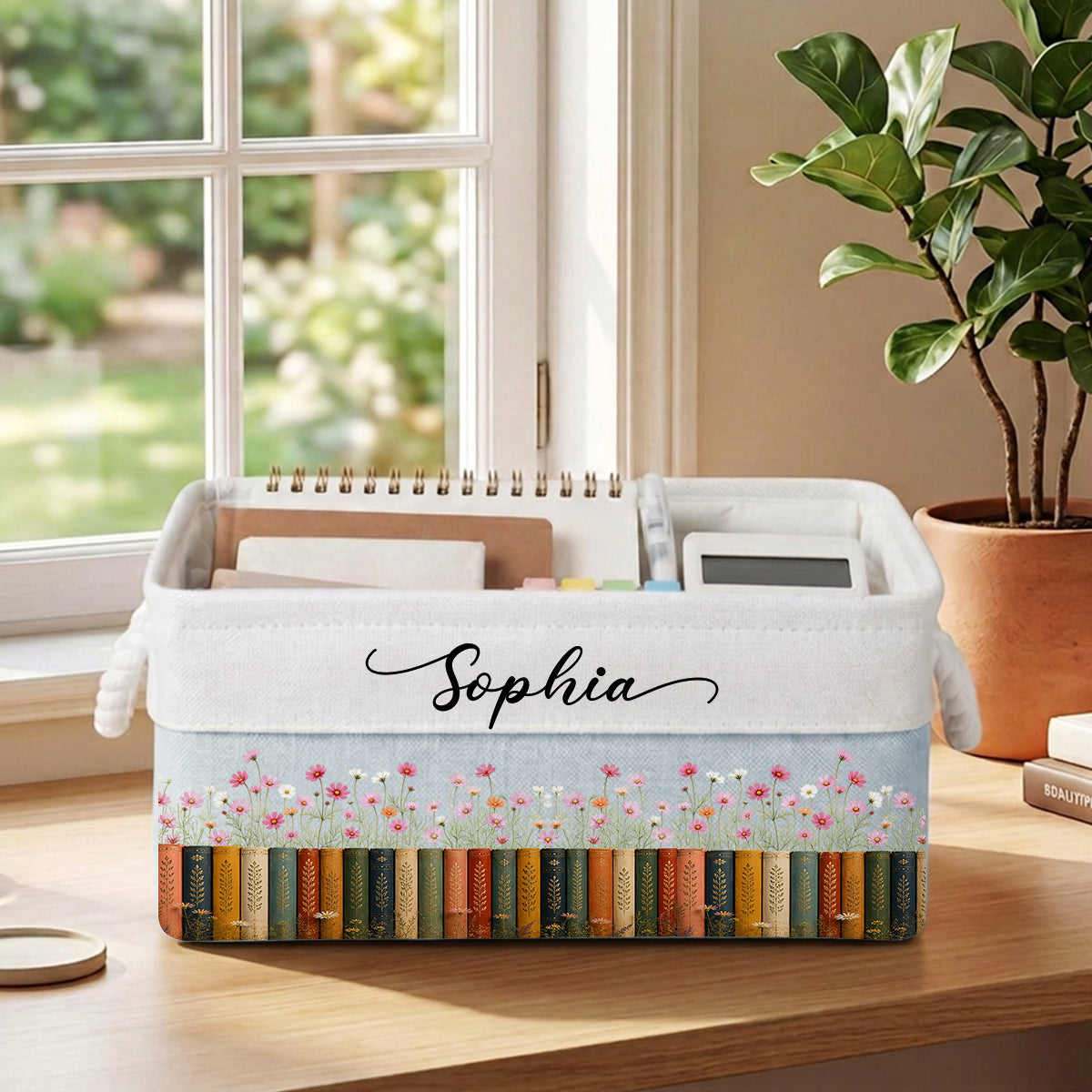 Bookshelf Flower Garden 1 - Personalized Storage Basket