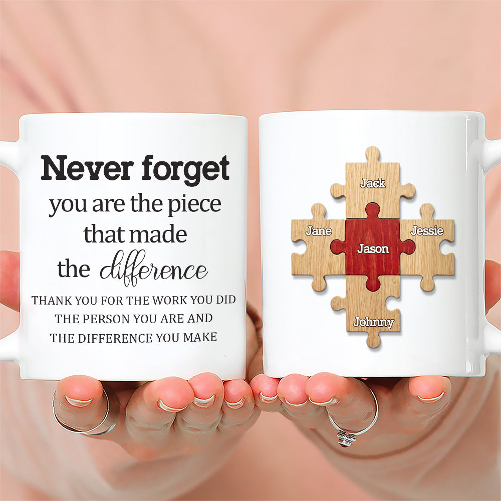 Custom Coworker, Christmas & Birthday Team Appreciation Gift • The Piece That Made The Difference - Personalized Coffee Mug