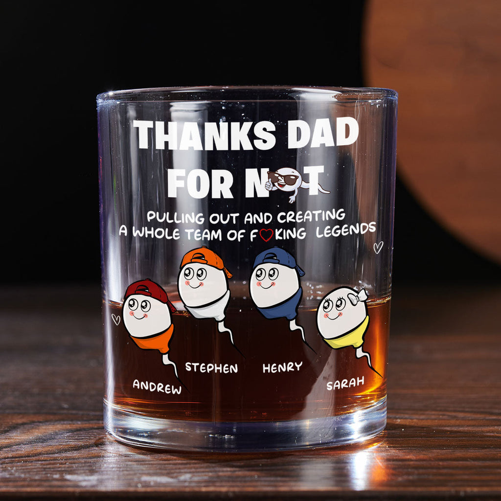 Custom Father's Day Birthday Gifts for Dad • Thanks Dad For Creating A Legend - Personalized Whiskey Glass