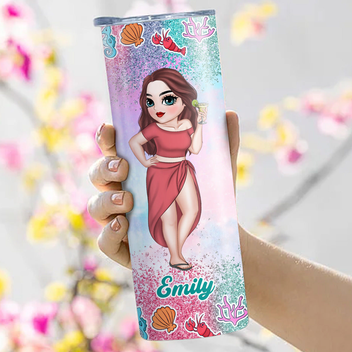 Custom Christmas Birthday Gifts For Best Friend • Beach Lover - Personalized Skinny Tumbler