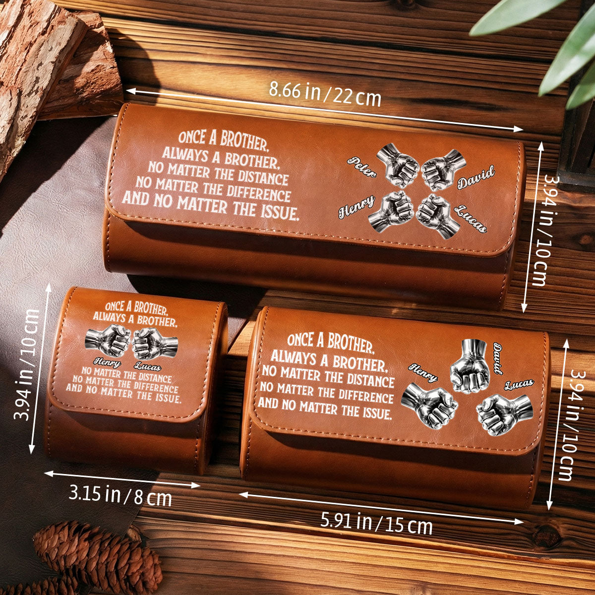 Always My Brother - Personalized Leather Watch Case